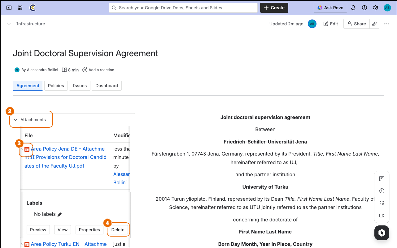 Detach policy step 1
