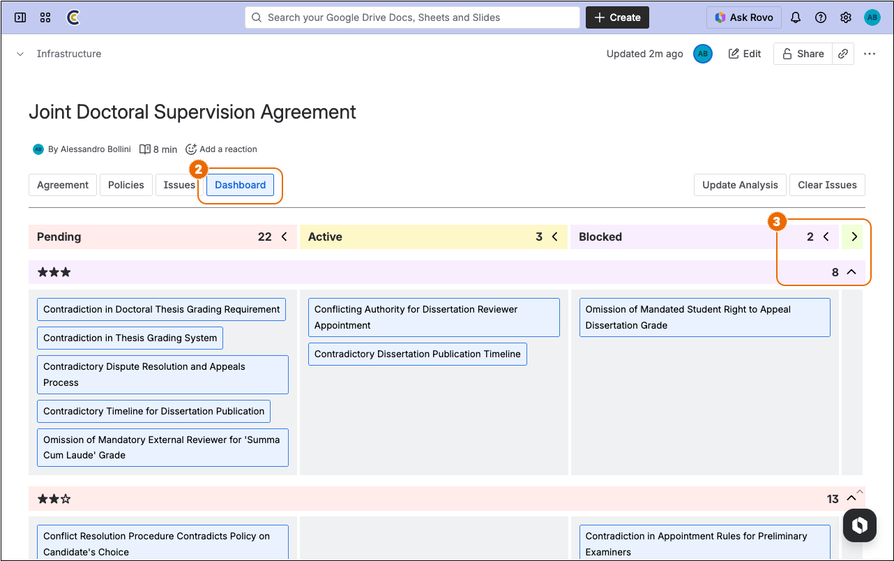 Inspect issue matrix